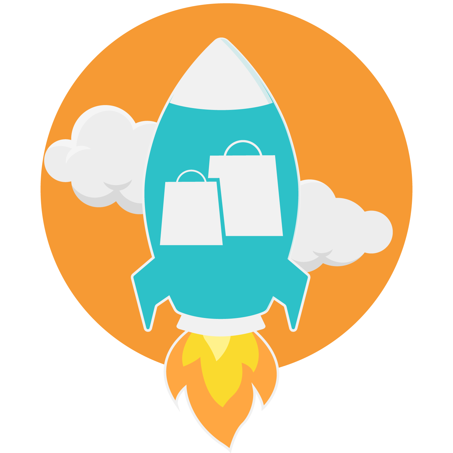 SALES-BOOSTER-ICON-PROMOTIONS FOR AMAZON PRODUCTS WITH AMAZON COUPONS - SHOPPING BAGS IN A ROCKET